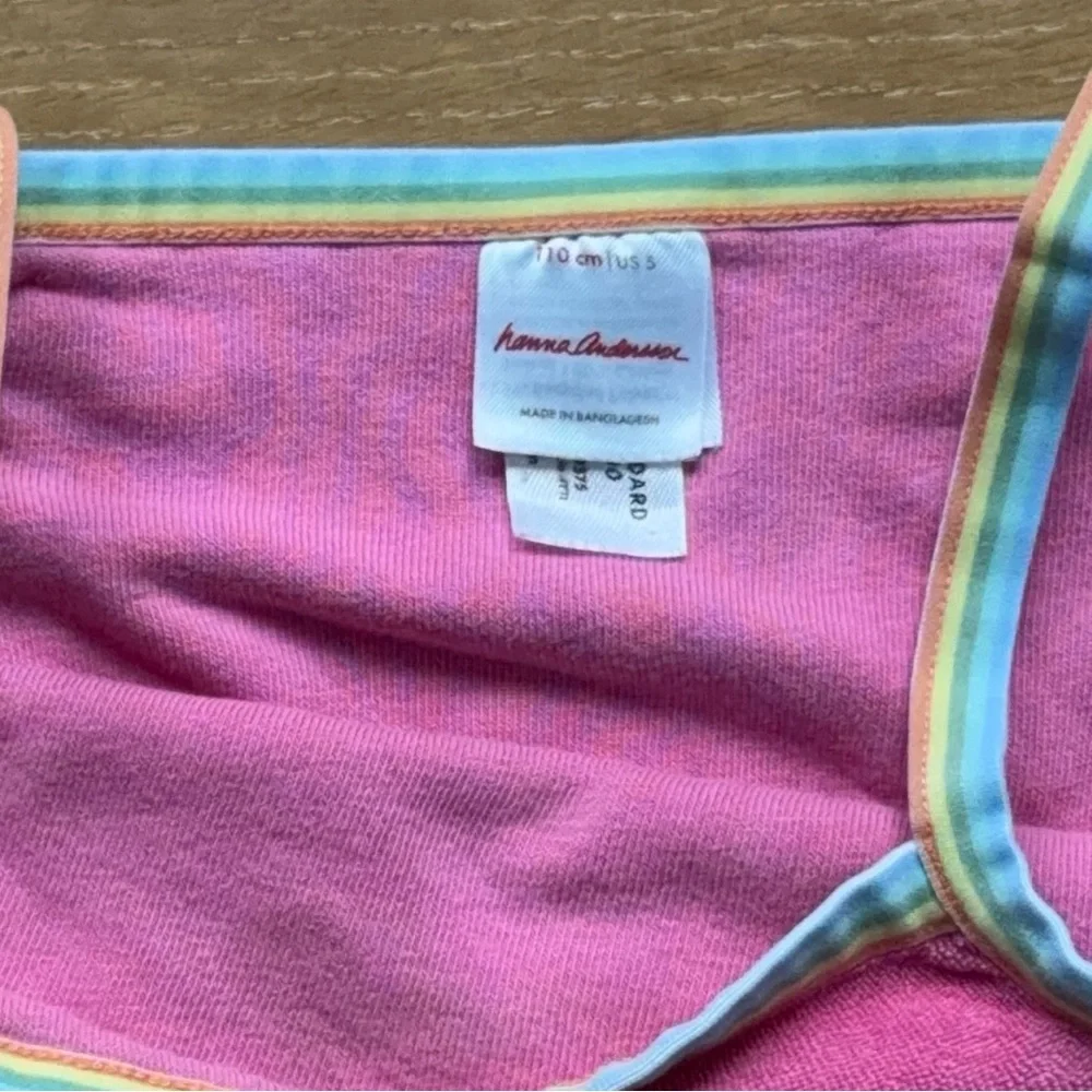 Hanna Andersson Rainbow Swim Cover-up Dress Terry Cloth Pink Girls 110/5 - Picture 3 of 6